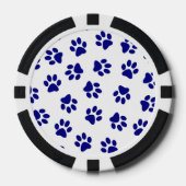 Patroon van poten, hondenpoten, marineblauwe poten poker chips (Voorkant)