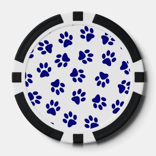 Patroon van poten, hondenpoten, marineblauwe poten poker chips (Voorkant)