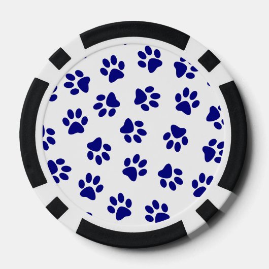 Patroon van poten, hondenpoten, marineblauwe poten poker chips (Achterkant)