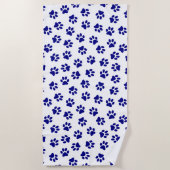 Patroon van poten, hondenpoten, marineblauwe poten strandlaken (Voorkant)