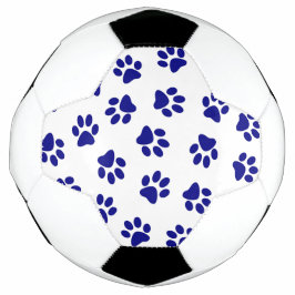 Patroon van poten, hondenpoten, marineblauwe poten voetbal