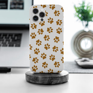 Patroon van poten, hondenpoten, oranje gouden pote iPhone 15 pro max case