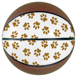 Patroon van poten, hondenpoten, Oranje goudpoten Basketbal