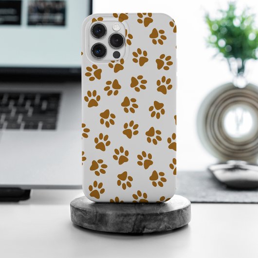 Patroon van poten, hondenpoten, Oranje goudpoten Case-Mate iPhone Case