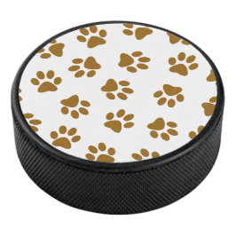 Patroon van poten, hondenpoten, Oranje goudpoten Hockey Puck
