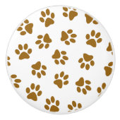 Patroon van poten, hondenpoten, Oranje goudpoten Keramische Knop (Voorkant)