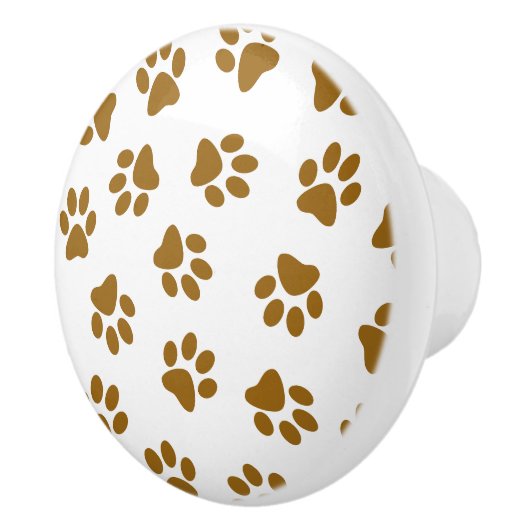 Patroon van poten, hondenpoten, Oranje goudpoten Keramische Knop (Rechts)