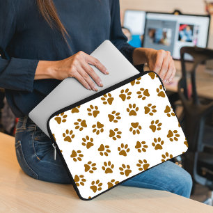 Patroon van poten, hondenpoten, Oranje goudpoten Laptop Sleeve