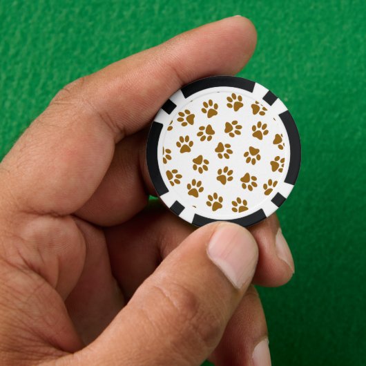 Patroon van poten, hondenpoten, Oranje goudpoten Poker Chips (Hand)