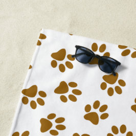 Patroon van poten, hondenpoten, Oranje goudpoten Strandlaken