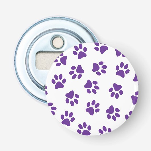 Patroon van poten, hondenpoten, Paarse poten Button Flesopener (Voorkant)