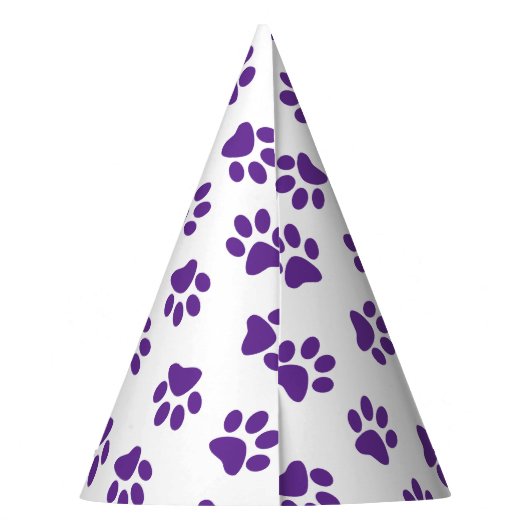 Patroon van poten, hondenpoten, Paarse poten Feesthoedjes (Achterkant)