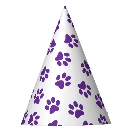 Patroon van poten, hondenpoten, Paarse poten Feesthoedjes (Voorkant)