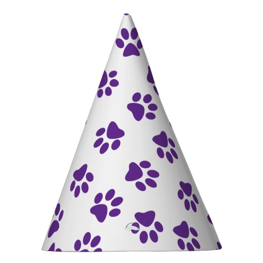 Patroon van poten, hondenpoten, Paarse poten Feesthoedjes (Rechts)