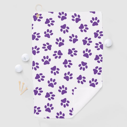 Patroon van poten, hondenpoten, Paarse poten Golfhanddoek (Insitu)