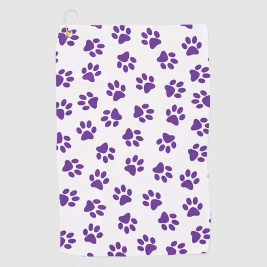Patroon van poten, hondenpoten, Paarse poten Golfhanddoek (Voorkant)