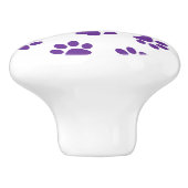 Patroon van poten, hondenpoten, Paarse poten Keramische Knop (Zijkant)