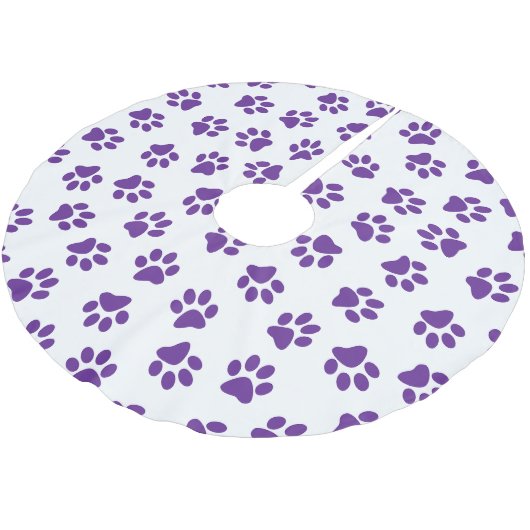 Patroon van poten, hondenpoten, Paarse poten Kerstboom Rok (Gekanteld)