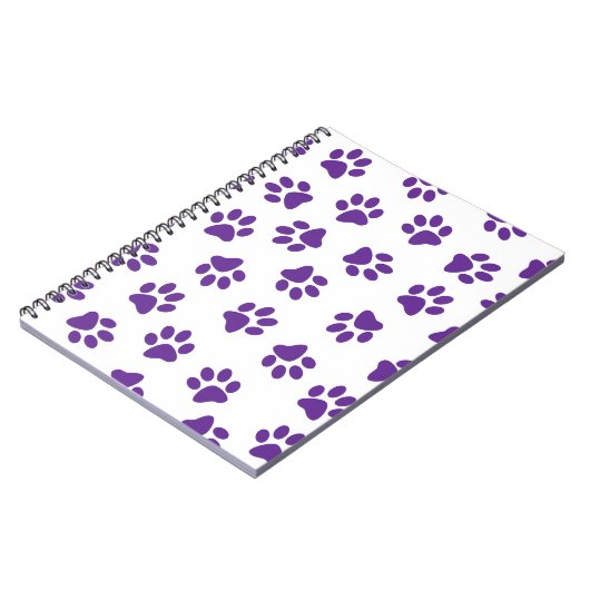 Patroon van poten, hondenpoten, Paarse poten Notitieboek (Linkerzijde)