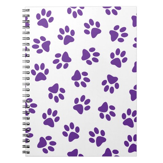 Patroon van poten, hondenpoten, Paarse poten Notitieboek (Voorkant)