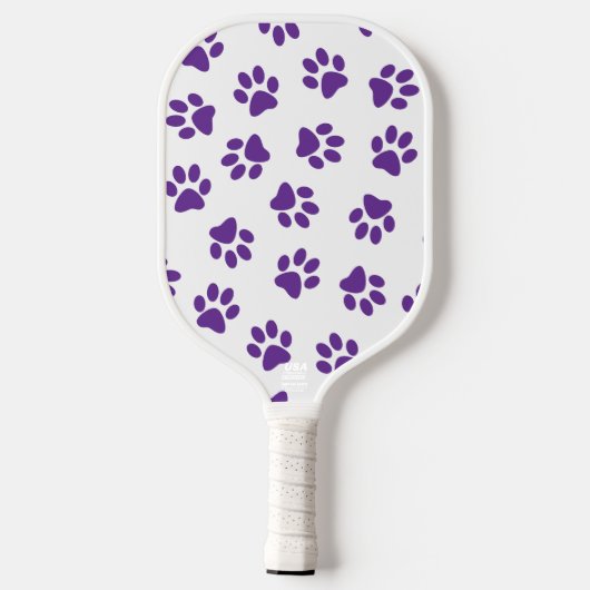 Patroon van poten, hondenpoten, Paarse poten Pickleball Paddle (Achterkant)