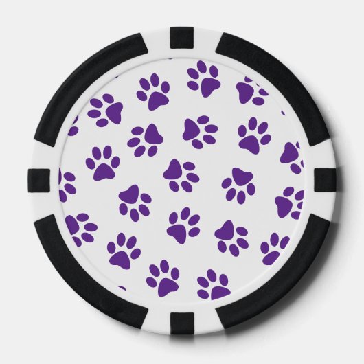 Patroon van poten, hondenpoten, Paarse poten Poker Chips (Voorkant)