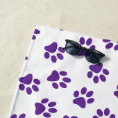 Patroon van poten, hondenpoten, Paarse poten Strandlaken (In situ)