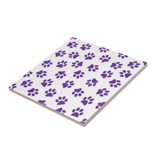 Patroon van poten, hondenpoten, Paarse poten Tegeltje (Zijkant)