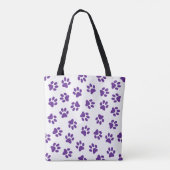 Patroon van poten, hondenpoten, Paarse poten Tote Bag (Achterkant)