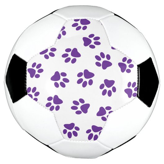Patroon van poten, hondenpoten, Paarse poten Voetbal (Gedraaid)