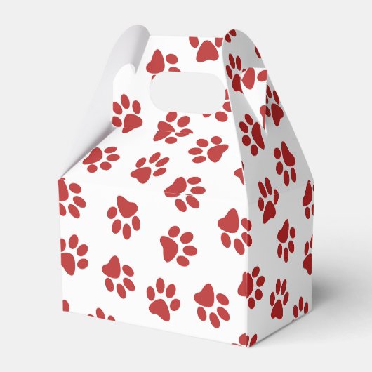 Patroon van poten, hondenpoten, rode poten bedankdoosjes (Achterkant)