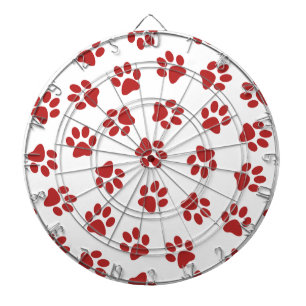 Patroon van poten, hondenpoten, rode poten dartbord