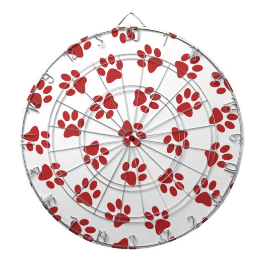 Patroon van poten, hondenpoten, rode poten dartbord (Voorkant)
