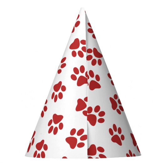 Patroon van poten, hondenpoten, rode poten feesthoedjes (Achterkant)