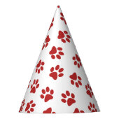 Patroon van poten, hondenpoten, rode poten feesthoedjes (Voorkant)