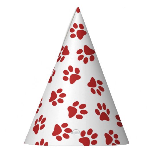 Patroon van poten, hondenpoten, rode poten feesthoedjes (Links)