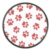 Patroon van poten, hondenpoten, rode poten hockey puck (Voorkant)