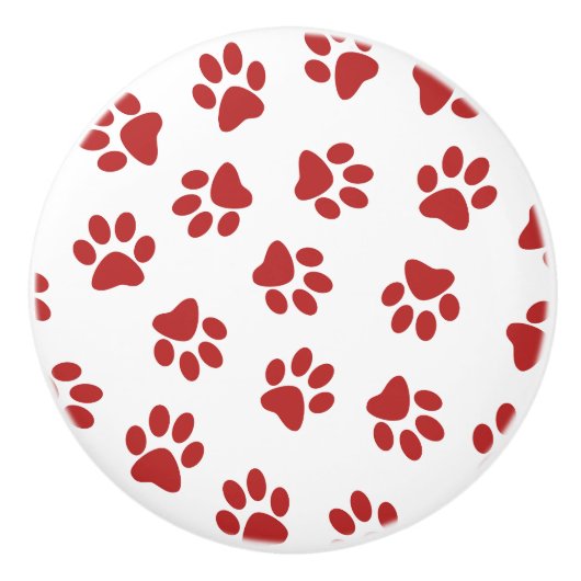 Patroon van poten, hondenpoten, rode poten keramische knop (Voorkant)