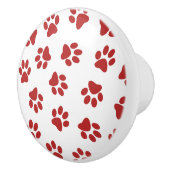 Patroon van poten, hondenpoten, rode poten keramische knop (Rechts)