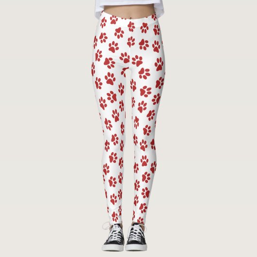 Patroon van poten, hondenpoten, rode poten leggings (Voorkant)
