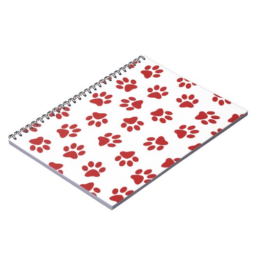 Patroon van poten, hondenpoten, rode poten notitieboek (Linkerzijde)