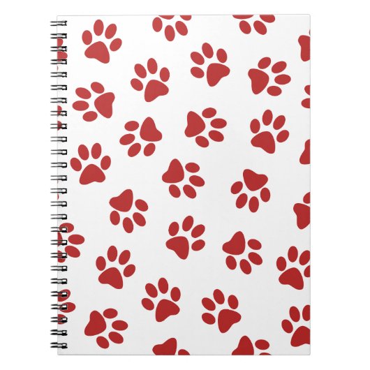 Patroon van poten, hondenpoten, rode poten notitieboek (Voorkant)