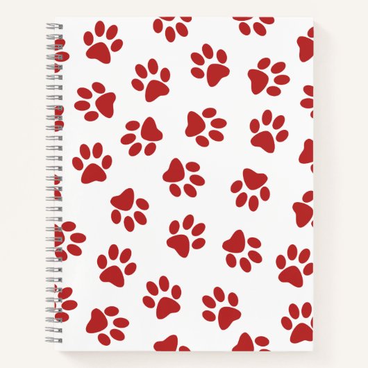 Patroon van poten, hondenpoten, rode poten notitieboek (Voorkant)