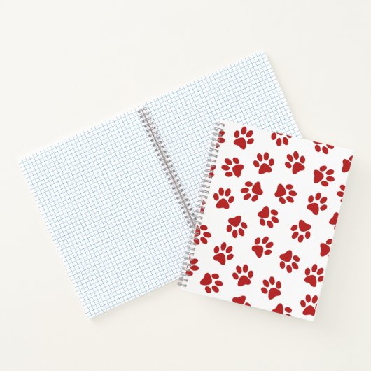 Patroon van poten, hondenpoten, rode poten notitieboek (Binnen)