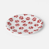 Patroon van poten, hondenpoten, rode poten papieren bordje (Gekanteld)
