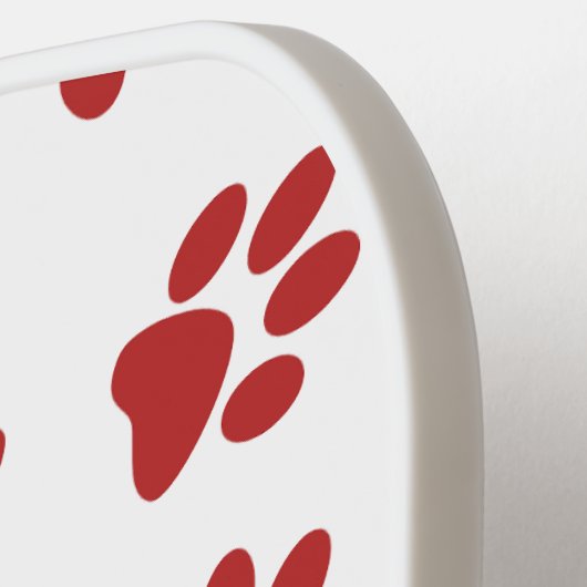 Patroon van poten, hondenpoten, rode poten pickleball paddle (Links Detail)