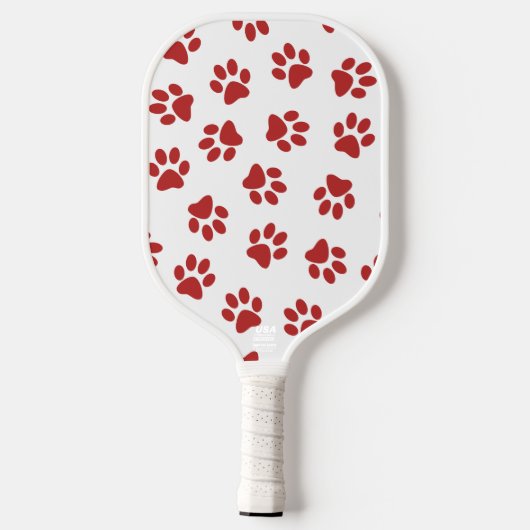 Patroon van poten, hondenpoten, rode poten pickleball paddle (Achterkant)