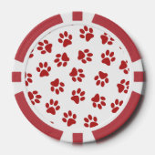 Patroon van poten, hondenpoten, rode poten poker chips (Voorkant)