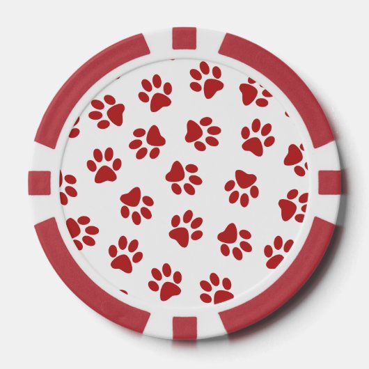 Patroon van poten, hondenpoten, rode poten poker chips (Voorkant)