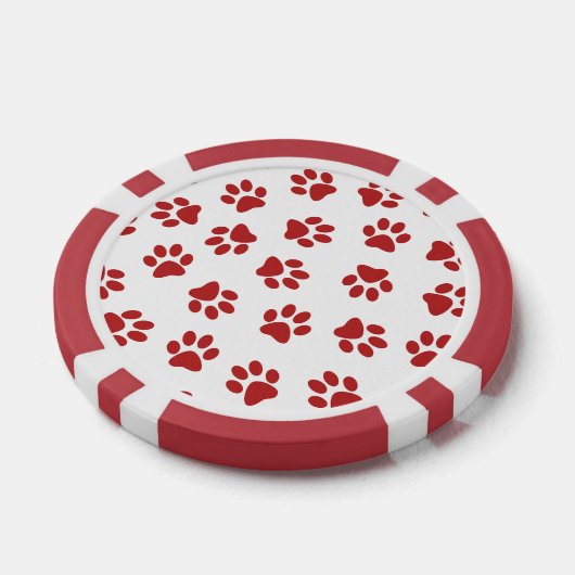 Patroon van poten, hondenpoten, rode poten poker chips (Enkel)